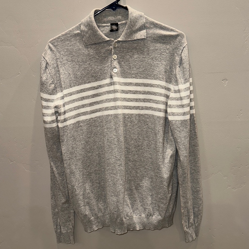 Eleventy - Italian Designer - Men’s Long-Sleeve Polo Style Sweater - Large